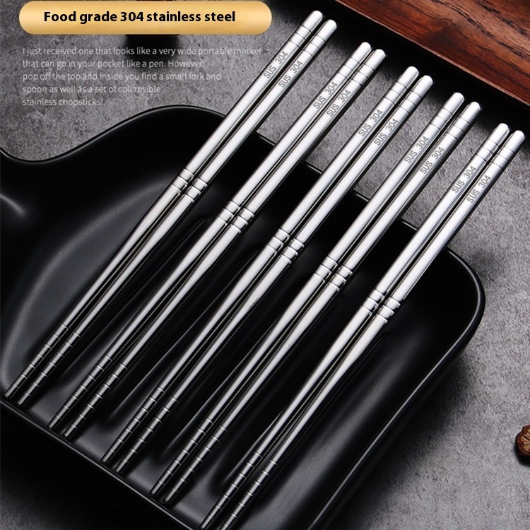 304 Stainless Steel Chopsticks Home Use And Commercial Use Kitchen Heat Insulation Mildew-proof Non-slip Sterilizable - Image 4